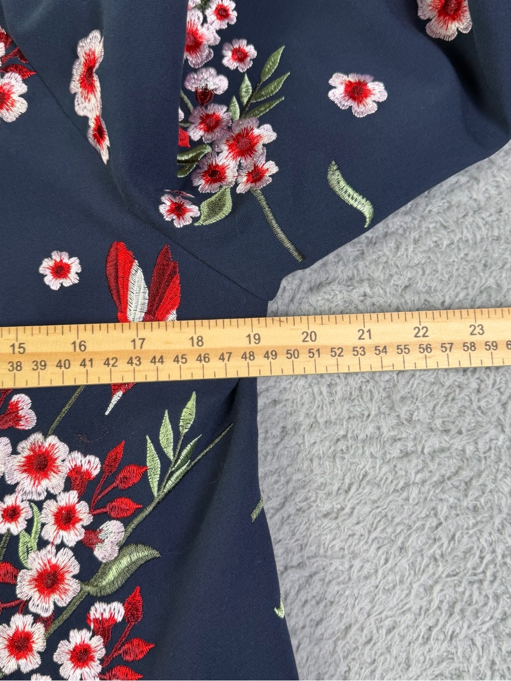 Soft Surroundings Jacket Kimono Womens Small Navy Floral Embroidered Lined - Picture 12 of 13